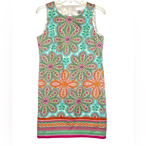 London Times Dresses & Skirts - London Times Sheath Mod Dress Size 8 Bright Pastel Floral Paisley Sleeveless